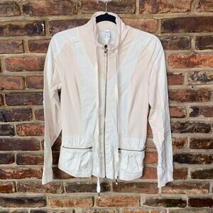 XCVI Beige Cream Color Block Full Zip Lightweight Jacket Women's Size Small